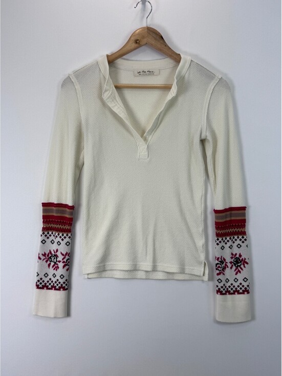 We The Free Tops - We The Free Our Song Henley Women’s S Crochet Fair Isle Thermal Top Ivory Boho